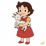 Heidi Abrazando a la Cabrita Copo de Nieve - Vector de Anime Tierno