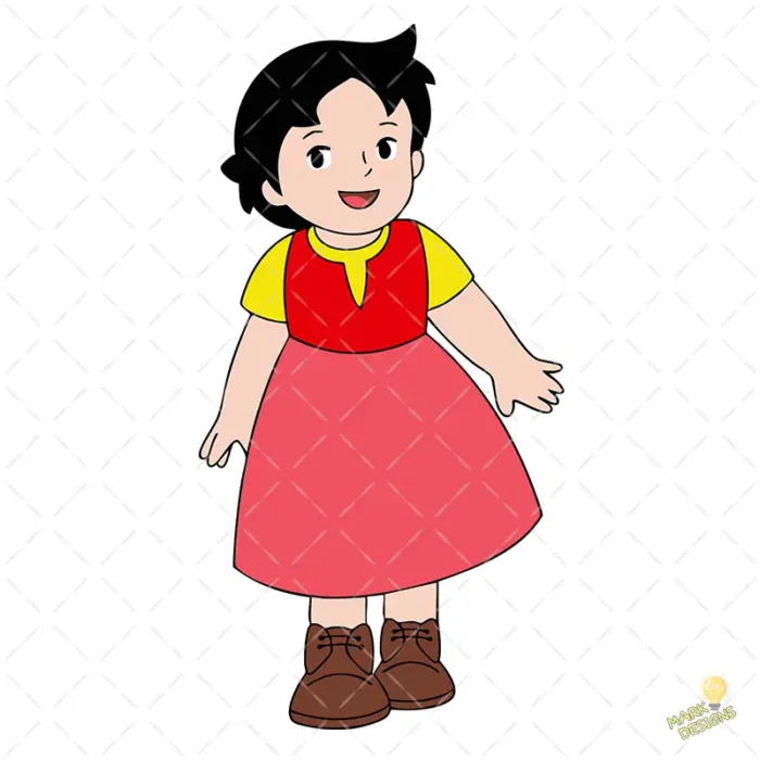Heidi la Niña de los Alpes Sonriente - Vector de Anime Clásico