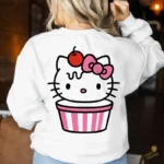 Hello Kitty Cupcake Vector - Gatita en Magdalena con Cereza y Lazo Rosa