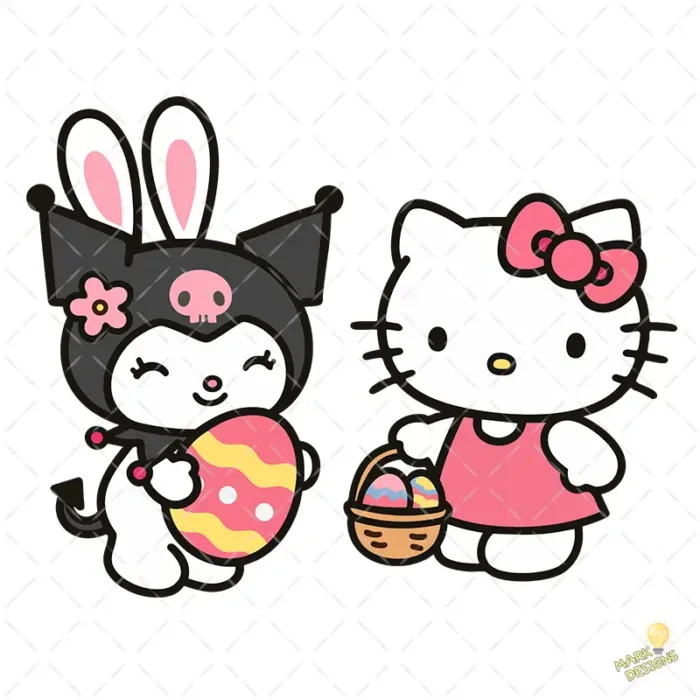 Hello Kitty and Kuromi Easter Vector - Sanrio Besties con Orejas de Conejo