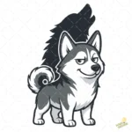 Husky Siberiano con Sombra de Lobo Aullando - Vector para Estampados