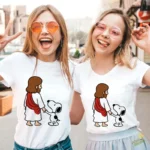 Jesús y Snoopy Vector - Diseño de Jesús de la mano con Snoopy para Sublimación