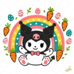 Kuromi Easter Vector - Diseño con Arcoíris de Lunares y Zanahorias