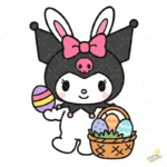 Kuromi Easter Vector - Personaje Sanrio con Orejas de Conejo y Canasta