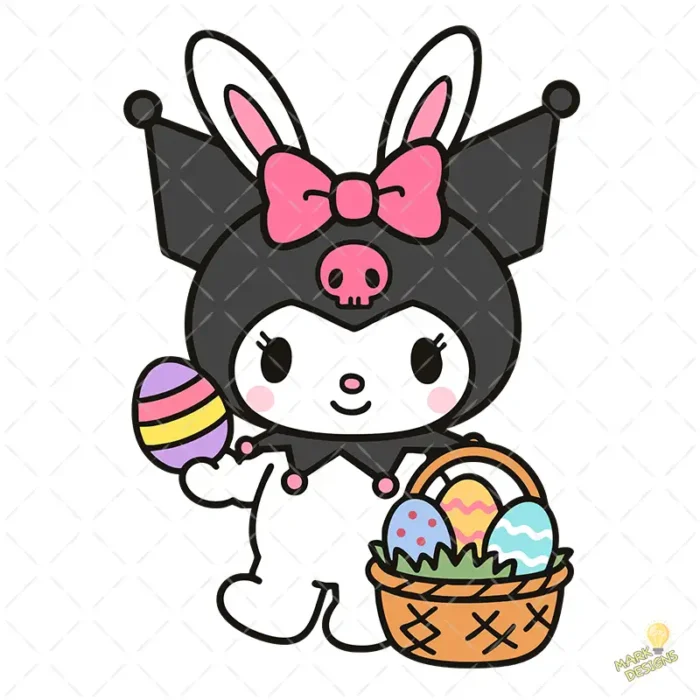 Kuromi Easter Vector - Personaje Sanrio con Orejas de Conejo y Canasta