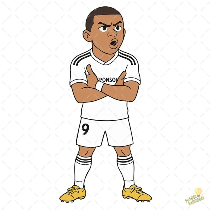 Kylian Mbappé Celebración Clásica - Vector de Fútbol Real Madrid
