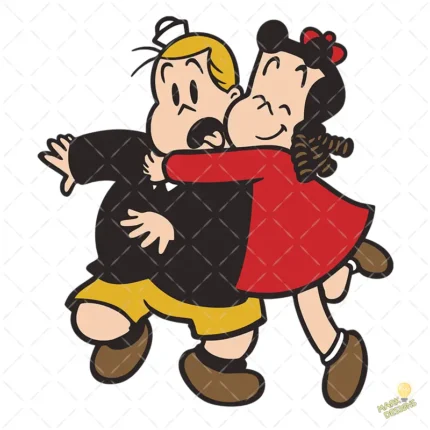 La Pequeña Lulú Abrazando a Tobi - Vector Clásico de Amistad