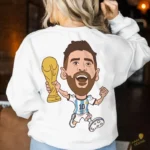 Lionel Messi Campeón del Mundo con Trofeo - Vector para Sublimación