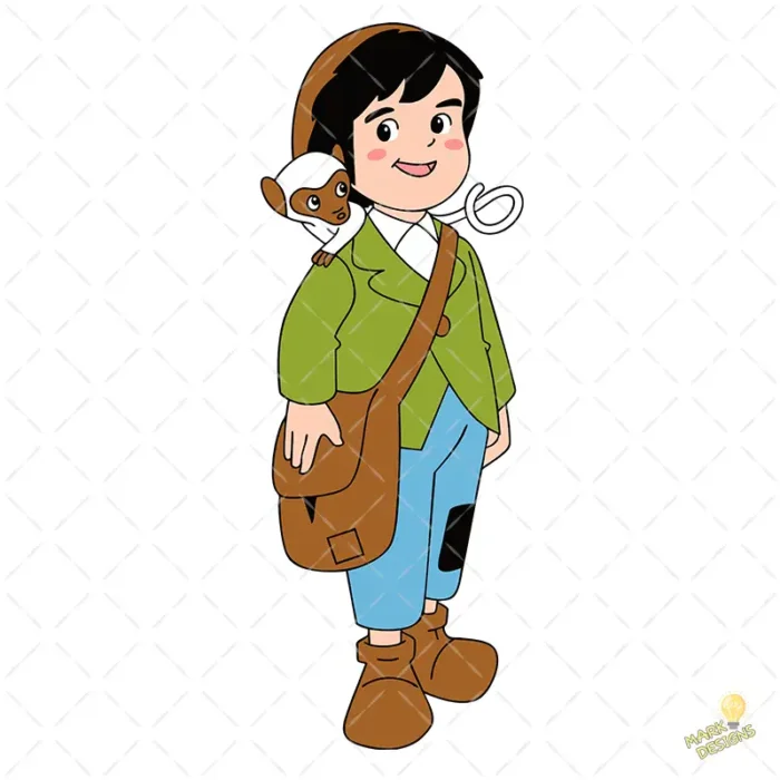 Marco y su Monito Amedio en los Alpes - Vector de Anime Clásico