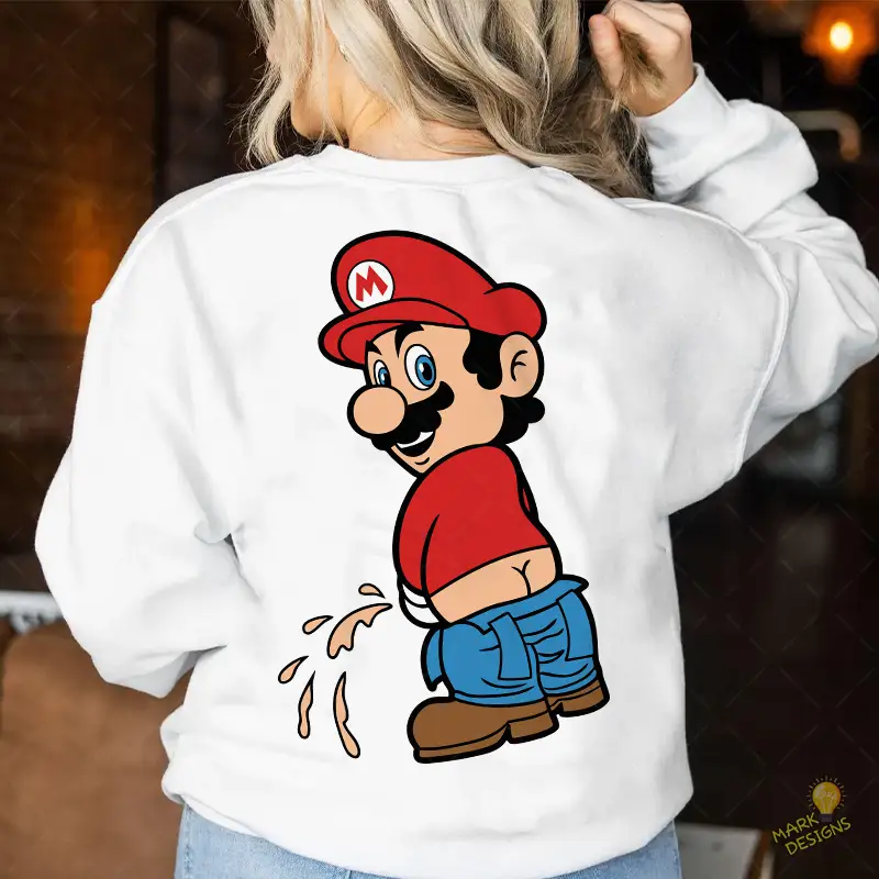 Mario Bros Parodia Divertida Orinando - Vector para Stickers y Sublimación Mario Bros Parodia Divertida Orinando - Vector para Stickers y Sublimación