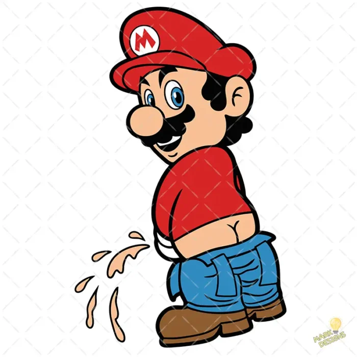 Mario Bros Parodia Divertida Orinando - Vector para Stickers y Sublimación