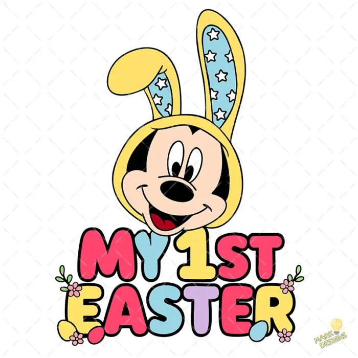 Mickey Mouse Easter Vector - Diseño My 1st Easter con Orejas de Conejo