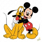 Mickey Mouse y Pluto Abrazados - Vector de Amistad para Impresión