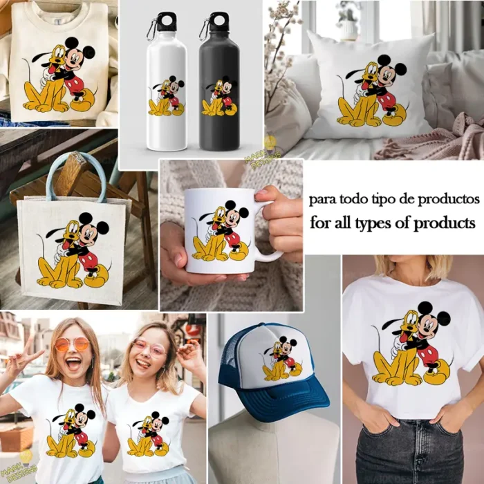 Mickey Mouse y Pluto Abrazados - Vector de Amistad para Impresión - Image 3