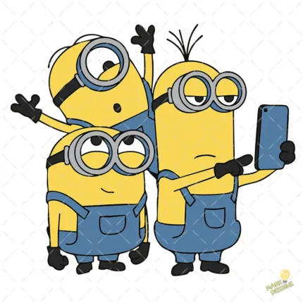 Minions Kevin, Stuart y Bob Tomando una Selfie - Vector Divertido
