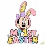 Minnie Mouse Easter Vector - Diseño My 1st Easter con Capucha de Conejo