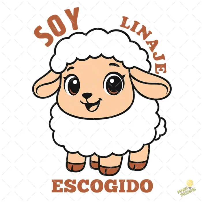 Ovejita Linaje Escogido Vector - Diseño Cristiano Infantil para Camisetas