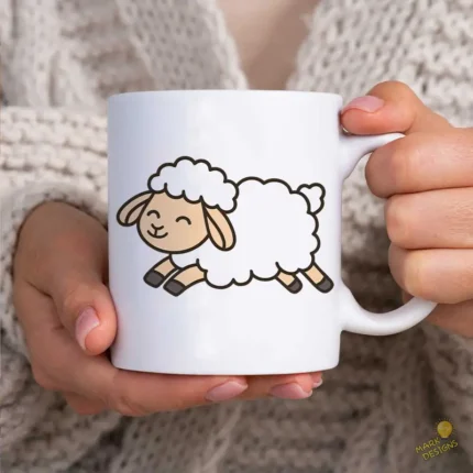 Ovejita Saltando Vector - Diseño de Cordero Kawaii para Sublimación