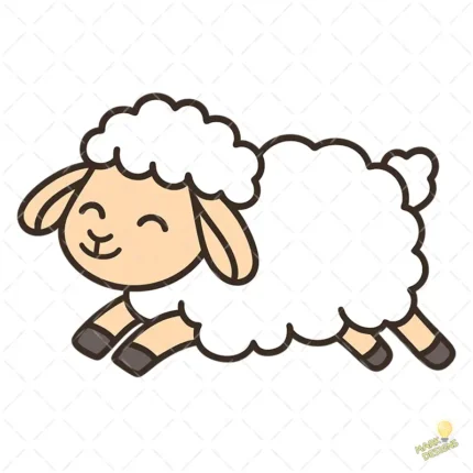 Ovejita Saltando Vector - Diseño de Cordero Kawaii para Sublimación