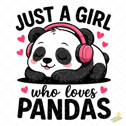 Panda Kawaii con Auriculares - Diseño Just a Girl Who Loves Pandas