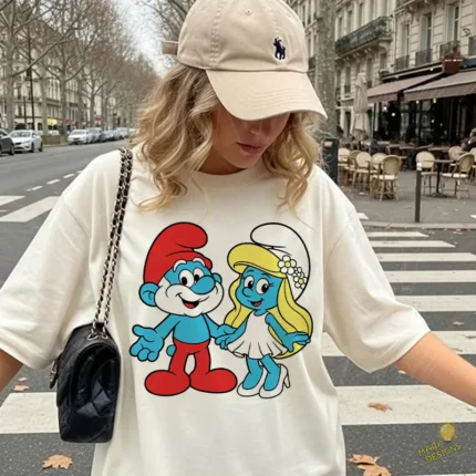 Papá Pitufo y Pitufina de la Mano - Vector para Sublimación