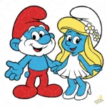 Papá Pitufo y Pitufina de la Mano - Vector para Sublimación