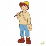 Pedro el Cabrero de Heidi con Bastón - Vector de Anime Clásico