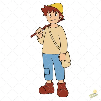 Pedro el Cabrero de Heidi con Bastón - Vector de Anime Clásico