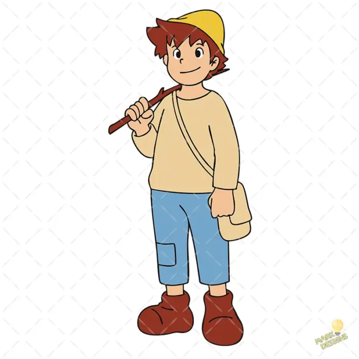 Pedro el Cabrero de Heidi con Bastón - Vector de Anime Clásico