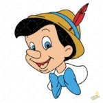 Pinocho Sonriente con Sombrero y Pluma - Vector para Cumpleaños