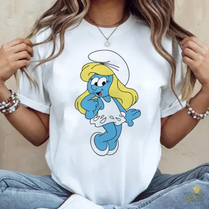 Pitufina Clásica Sonriente con Vestido Blanco - Vector para Niñas