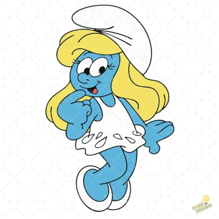 Pitufina Clásica Sonriente con Vestido Blanco - Vector para Niñas