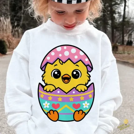 Pollito de Pascua Vector - Diseño de Pollito saliendo del Huevo para Niños