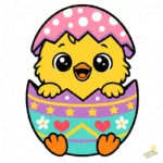 Pollito de Pascua Vector - Diseño de Pollito saliendo del Huevo para Niños