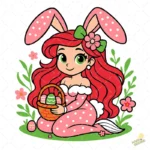 Princess Ariel Easter Vector - Sirenita con Orejas de Conejo y Canasta de Huevos