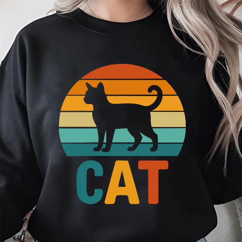 Retro Cat Vector Gratis - Silueta de Gato con Atardecer Vintage para Camisetas Retro Cat Vector Gratis - Silueta de Gato con Atardecer Vintage para Camisetas