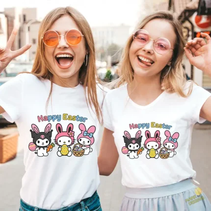 Sanrio Easter Vector - Kuromi, Hello Kitty y My Melody en Pascuas para Sublimación