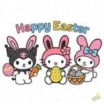 Sanrio Easter Vector - Kuromi, Hello Kitty y My Melody en Pascuas para Sublimación