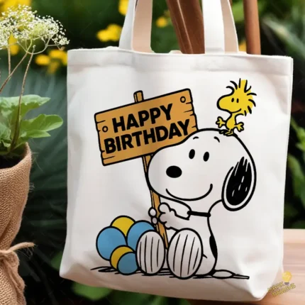 Snoopy Happy Birthday Vector - Diseño de Snoopy con Cartel y Woodstock