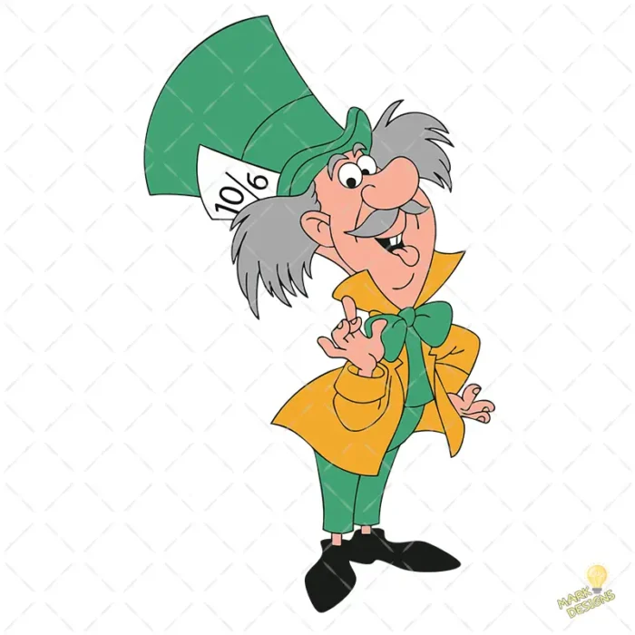 Sombrerero Loco Alicia en el País de las Maravillas Vector de Sublimación