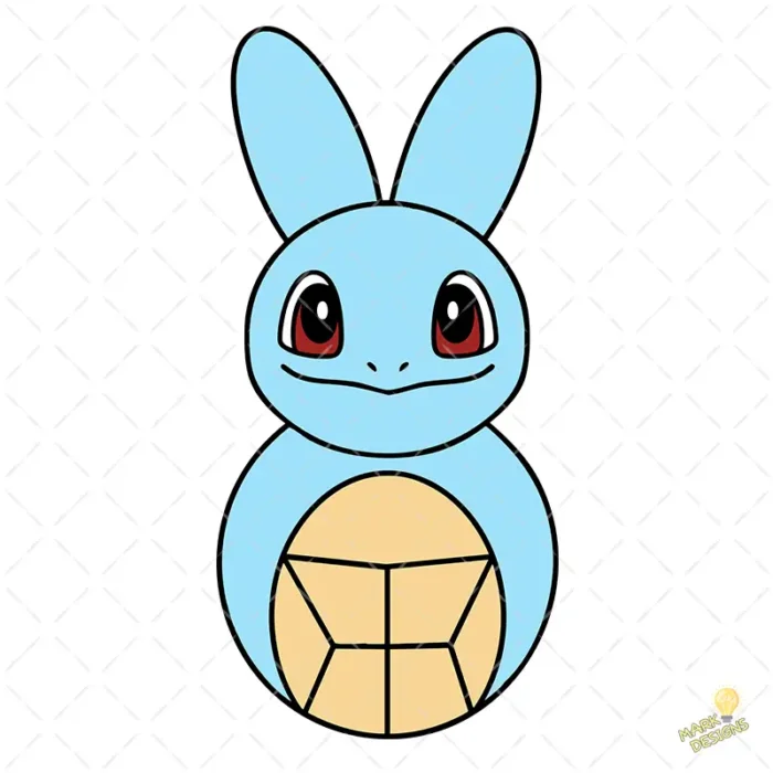 Squirtle de Pascua con Orejas de Conejo - Vector de Pokemón para Niños