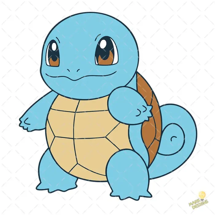 Tortuga Squirtle Sonriente de Pokémon - Vector para Sublimación