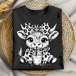 Vaca Escocesa SVG - Clipart de Bebida Helada y Leopardo para Camisetas