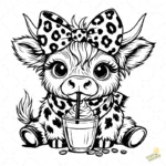 Vaca Escocesa SVG - Clipart de Bebida Helada y Leopardo para Camisetas