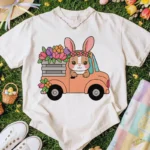 Vector Camioneta de Pascua - Ilustración de Conejo para Camisetas