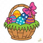 Vector Canasta con Huevos de Pascua - Ilustración de Huevos con Estrellas y Lunares