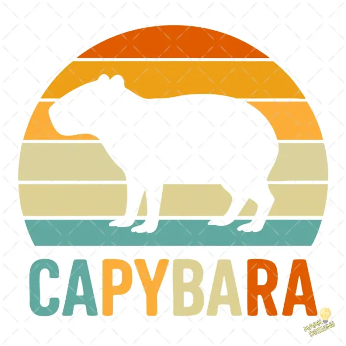 Vector Capibara Sunset - Ilustración Estilo 70s para Cricut y Sublimación