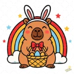 Vector Carpincho Kawaii Pascua - Ilustración de Conejo Carpincho para Sublimación