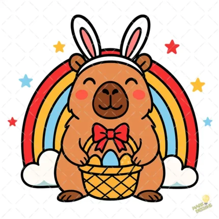 Vector Carpincho Kawaii Pascua - Ilustración de Conejo Carpincho para Sublimación