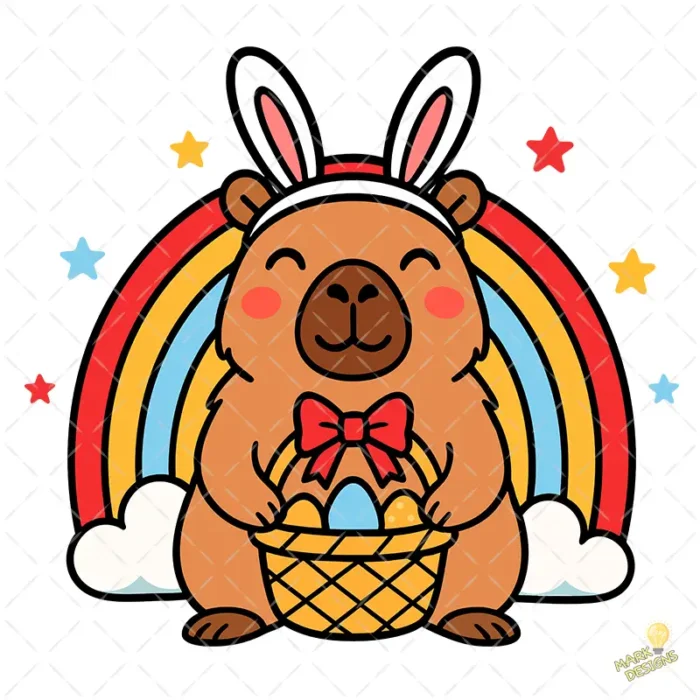 Vector Carpincho Kawaii Pascua - Ilustración de Conejo Carpincho para Sublimación